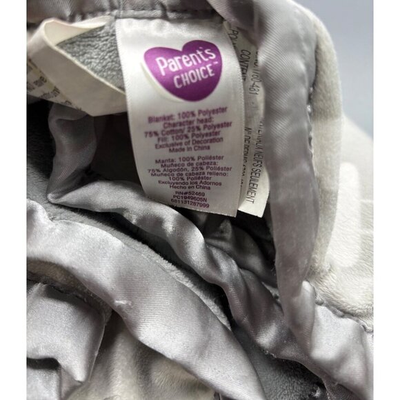 Parents Choice Elephant XL Lovey Blanket Gray Satin Trim Plush Security 25" - Picture 4 of 6
